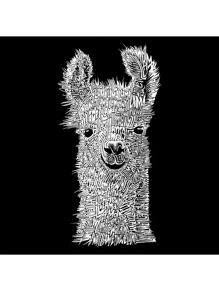 Мужская худи с принтом - Llama LA Pop Art — изображение 2 из 3, черный