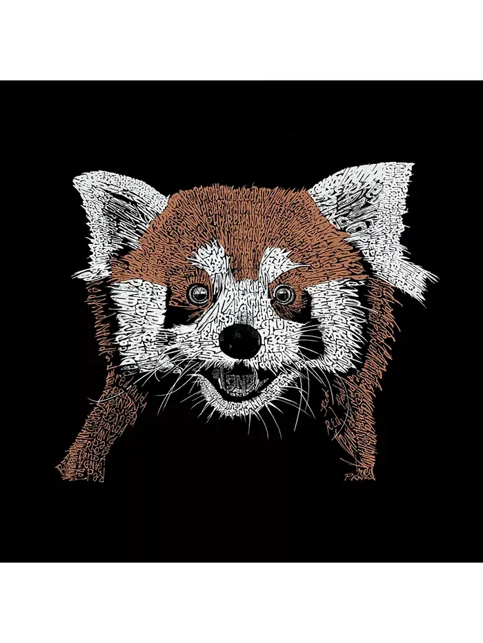 Мужская худи с принтом Red Panda Word Art LA Pop Art — изображение 2 из 2, черный