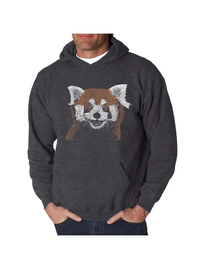 Мужская худи с принтом Red Panda Word Art LA Pop Art — изображение 1 из 2, серый