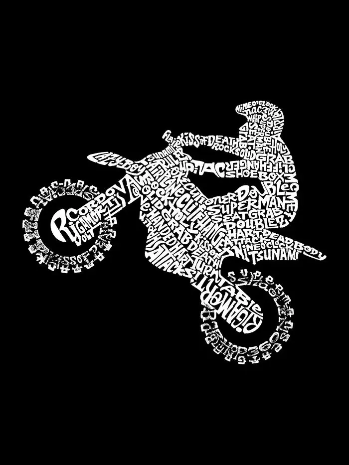 Мужская толстовка для фристайла и мотокросса FMX Word Art с круглым вырезом LA Pop Art — изображение 2 из 2, черный