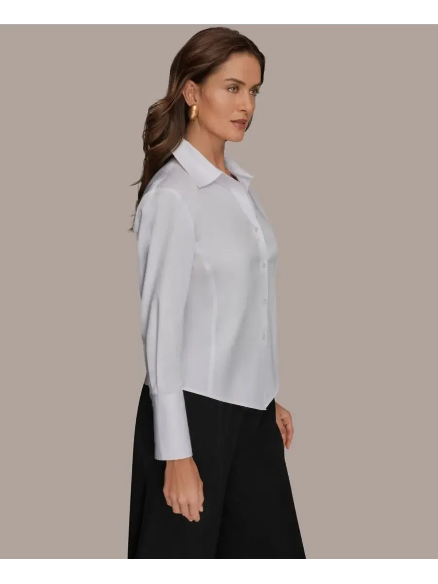 Рубашка с воротником и пуговицами (миниатюрная) Donna Karan New York — изображение 4 из 7, белый