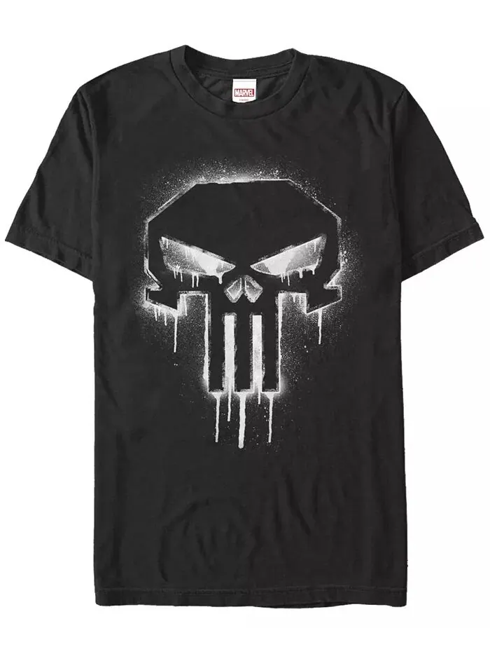 Футболка с коротким рукавом для мужчин Marvel Punisher The Punisher Spray Paint Skull Logo Fifth Sun — изображение 1 из 1