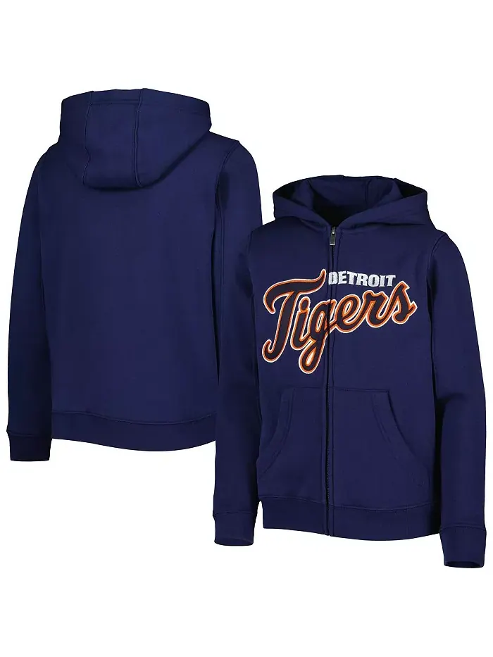 Большая толстовка на молнии с принтом Detroit Tigers Wordmark для мальчиков и девочек — изображение 1 из 3, синий