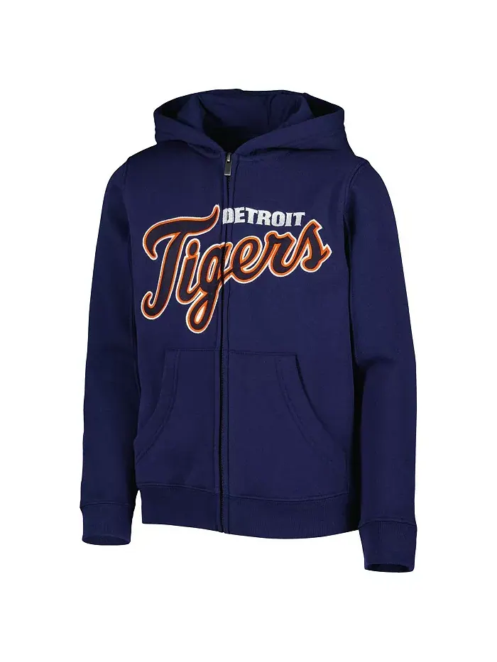 Большая толстовка на молнии с принтом Detroit Tigers Wordmark для мальчиков и девочек — изображение 2 из 3, синий