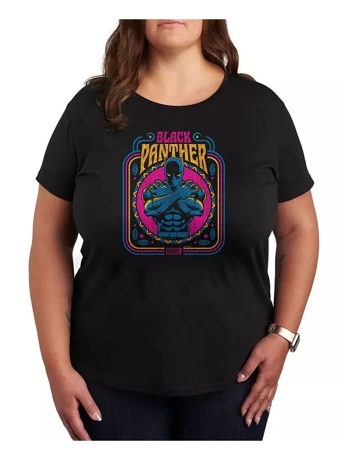 Футболка с круглым вырезом и принтом Black Panther размера Plus Hybrid Apparel — изображение 1 из 3, черный