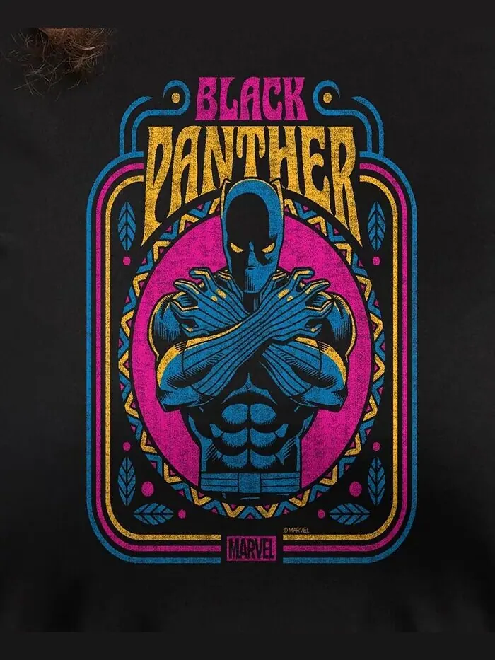 Футболка с круглым вырезом и принтом Black Panther размера Plus Hybrid Apparel — изображение 3 из 3, черный
