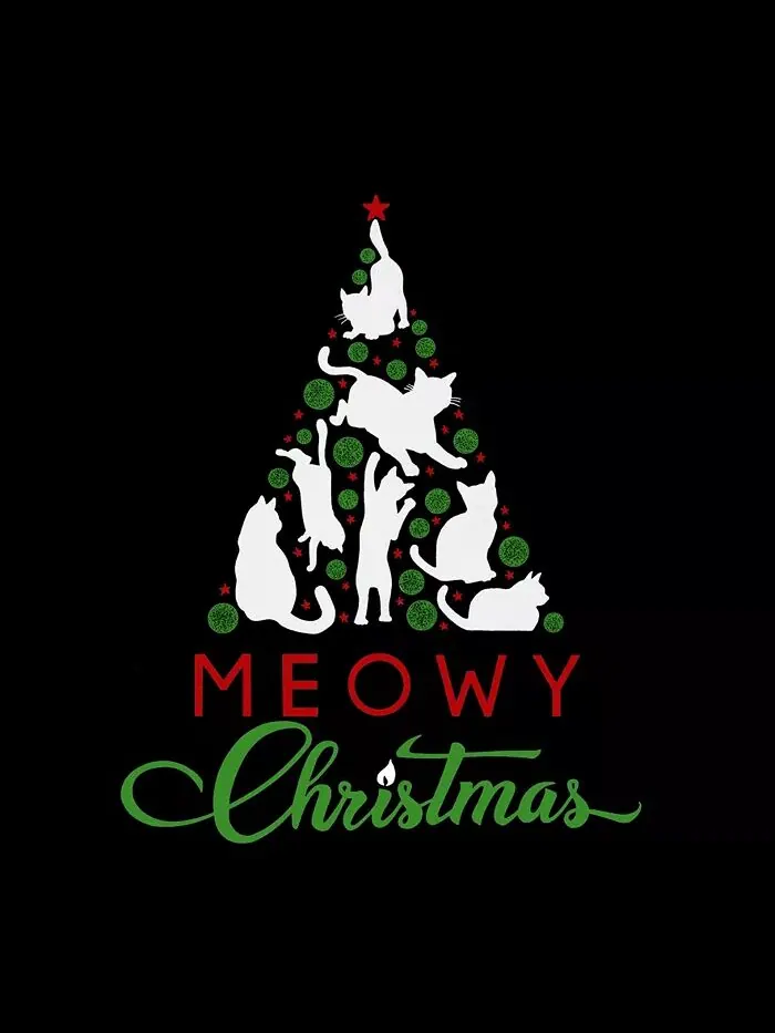 Футболка мужская Meowy Christmas Tree Premium Blend Word Art LA Pop Art — изображение 3 из 3, черный