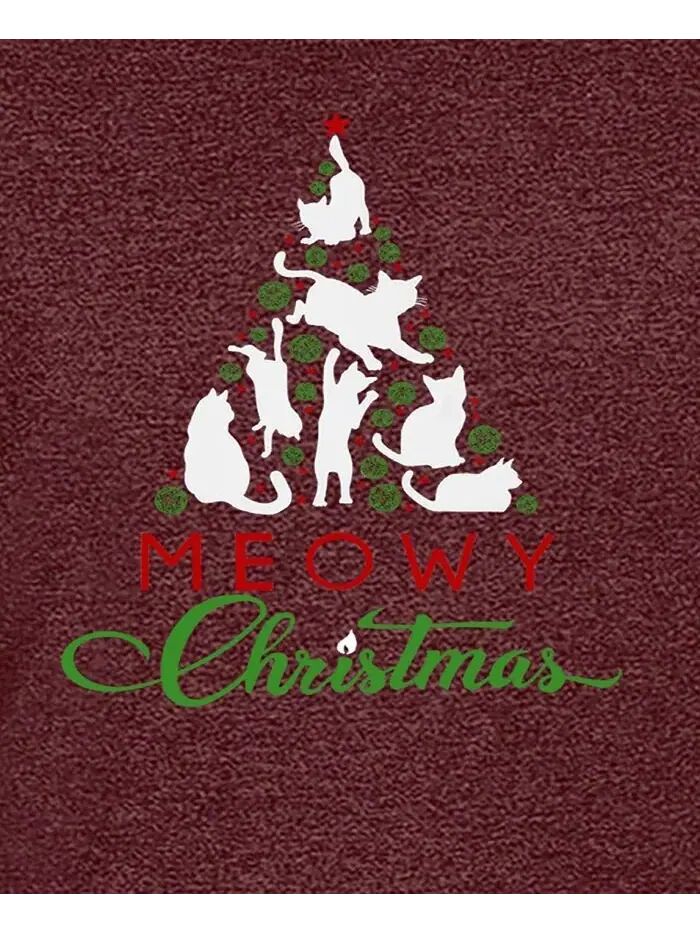 Футболка мужская Meowy Christmas Tree Premium Blend Word Art LA Pop Art — изображение 3 из 5, бордовый