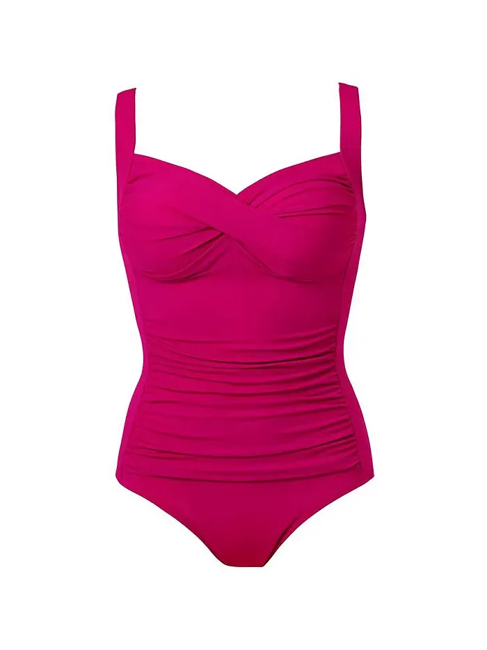 Женский купальник One Piece с драпировкой и скрученным передом Swimsuits for All — изображение 2 из 2, красный