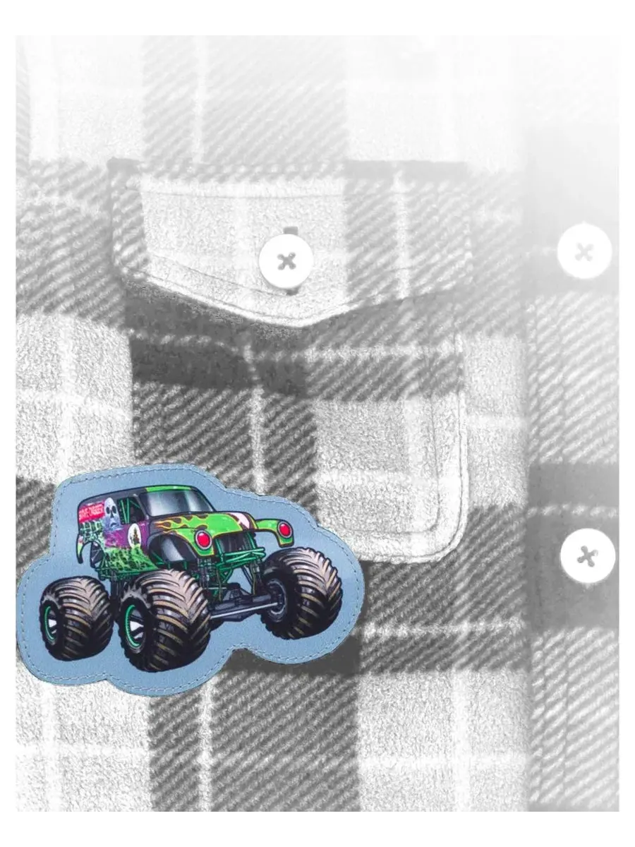 Шерстяная рубашка-куртка с флисовой подкладкой, с принтом, модель Grave Digger Monster Jam — изображение 3 из 3, зеленый
