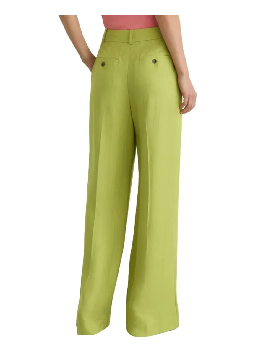 Брюки широкие с защипами Jodie Wide-Leg Suit Pants REISS — изображение 2 из 5, зеленый