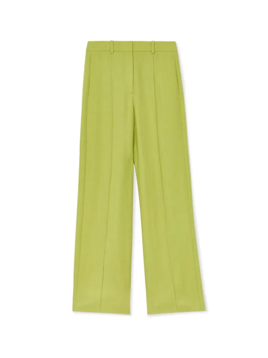 Брюки широкие с защипами Jodie Wide-Leg Suit Pants REISS — изображение 4 из 5, зеленый