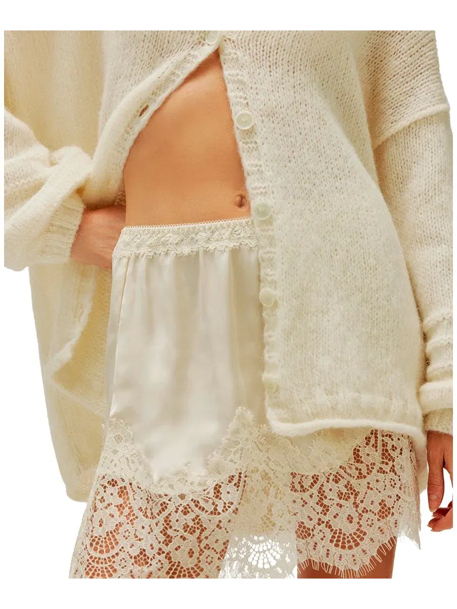 Юбка-полусолнце мини с кружевом Meet In The Middle Lace Half Slip Free People — изображение 1 из 3, тофу