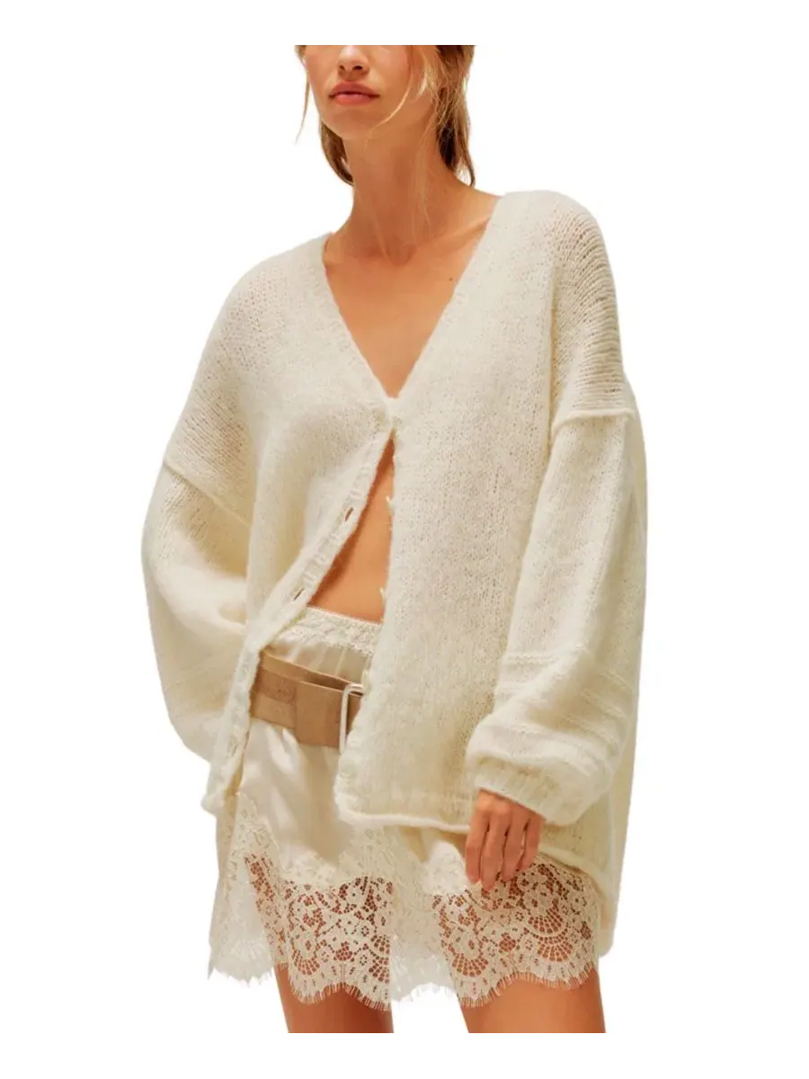 Юбка-полусолнце мини с кружевом Meet In The Middle Lace Half Slip Free People — изображение 2 из 3, тофу