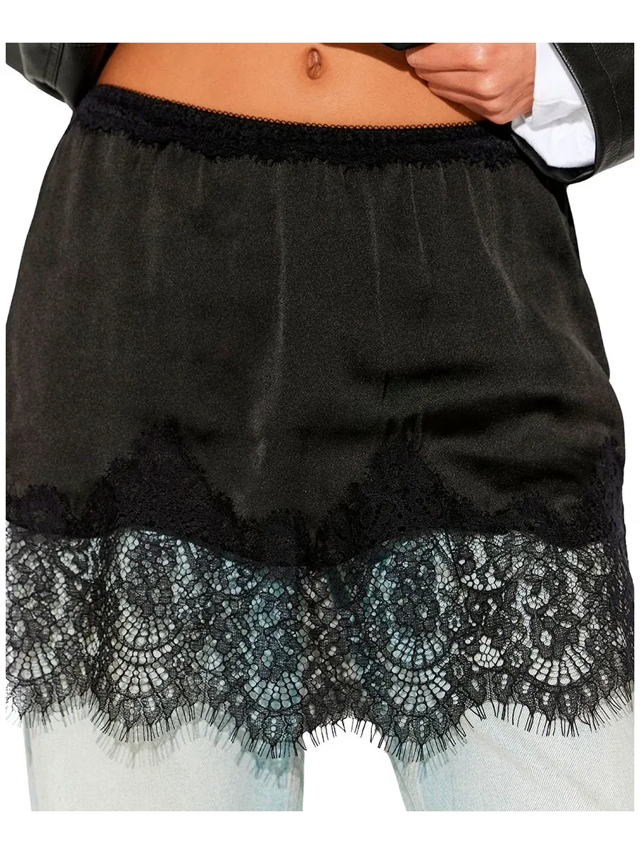 Мини-юбка-комбинация Meet In The Middle Lace Free People — изображение 1 из 4, черный