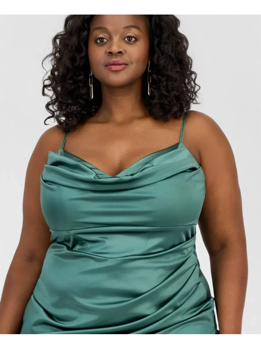 Платье-бодикон с запахом без рукавов, модель Trendy Plus Size Asymmetric Sleeveless Bodycon Emerald — изображение 5 из 5, мох