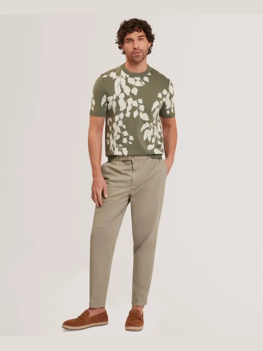 Мужская футболка с коротким рукавом и листовым принтом, модель Alddat Leaf Knitted Ted Baker — изображение 2 из 6, зеленый