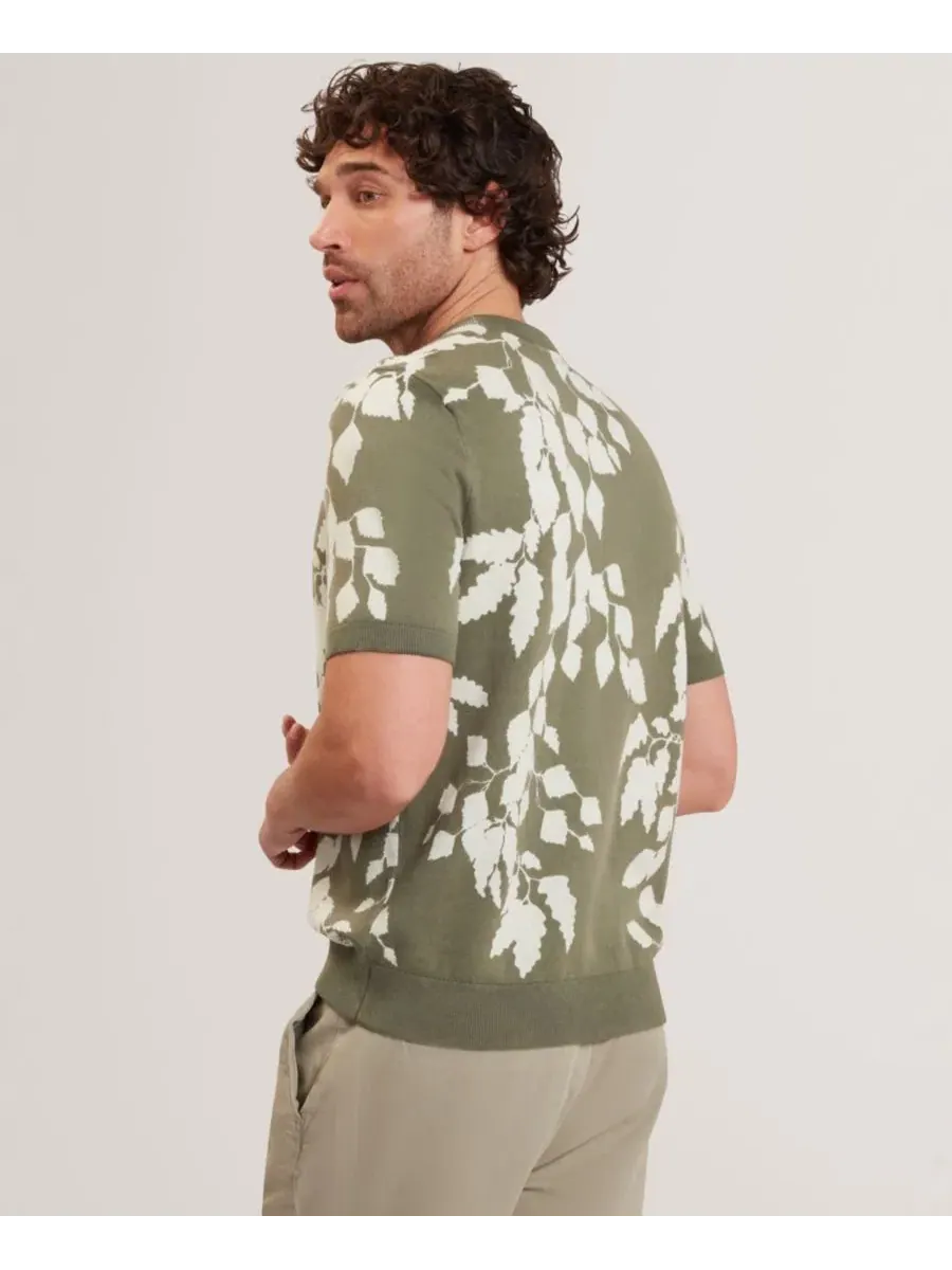 Мужская футболка с коротким рукавом и листовым принтом, модель Alddat Leaf Knitted Ted Baker — изображение 5 из 6, зеленый