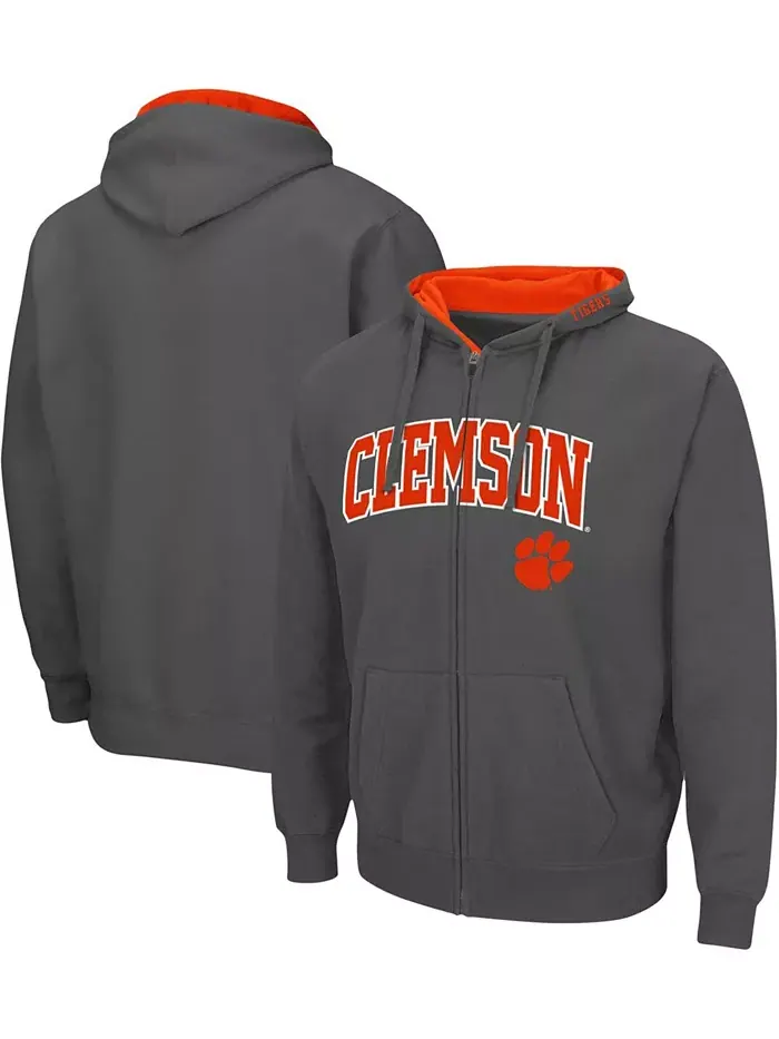 Мужская толстовка Clemson Tigers с арочным логотипом 3.0 на молнии Colosseum — изображение 1 из 3, серый