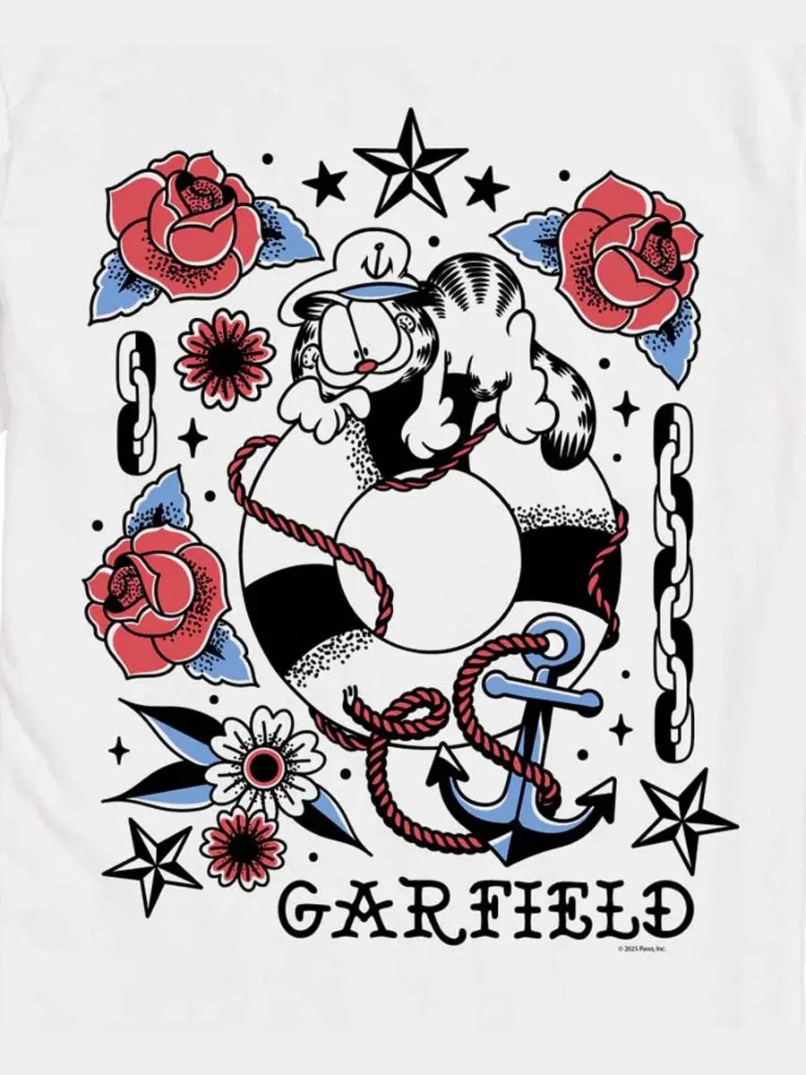 Футболка с принтом Garfield Tattoo Flash AIRWAVES — изображение 3 из 3, белый