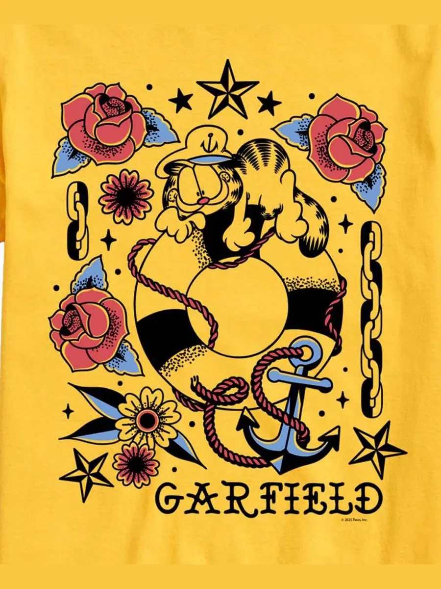 Футболка с принтом Garfield Tattoo Flash AIRWAVES — изображение 3 из 3, желтый