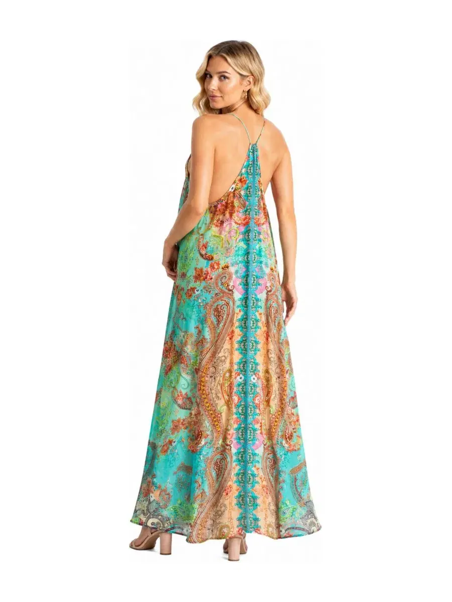 Макси-платье-длинный рукав с принтом Medallion and Paisley La Moda Clothing — изображение 3 из 4, мульти