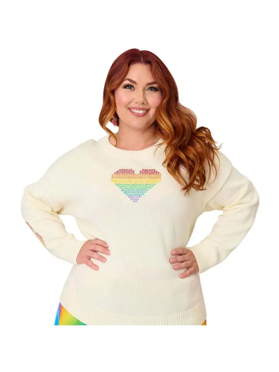 Свитер с длинным рукавом с принтом кота Plus Size Cat Long Sleeve Sweater Unique Vintage — изображение 5 из 5, бежевый