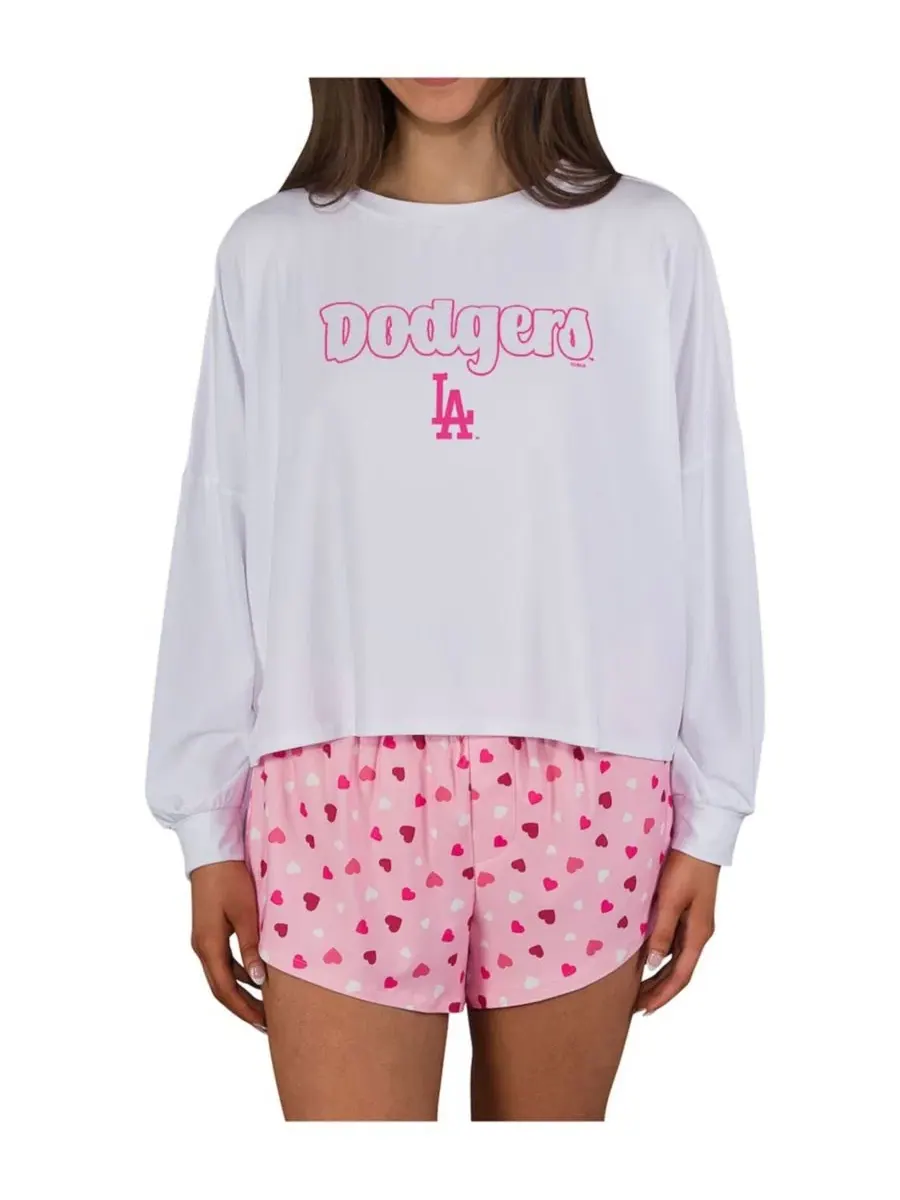 Комплект из лонгслива и шорт с принтом Los Angeles Dodgers Lyric Knit Concepts Sport — розовый