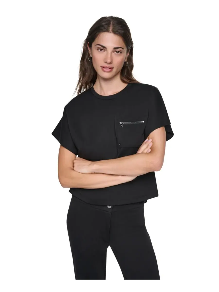 Женская рубашка с рукавом-долман и нагрудным карманом на молнии DKNY