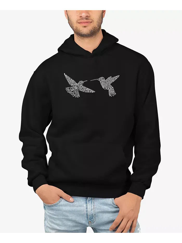 Мужская худи с принтом "Hummingbirds Word Art" LA Pop Art — изображение 1 из 5, темный серый