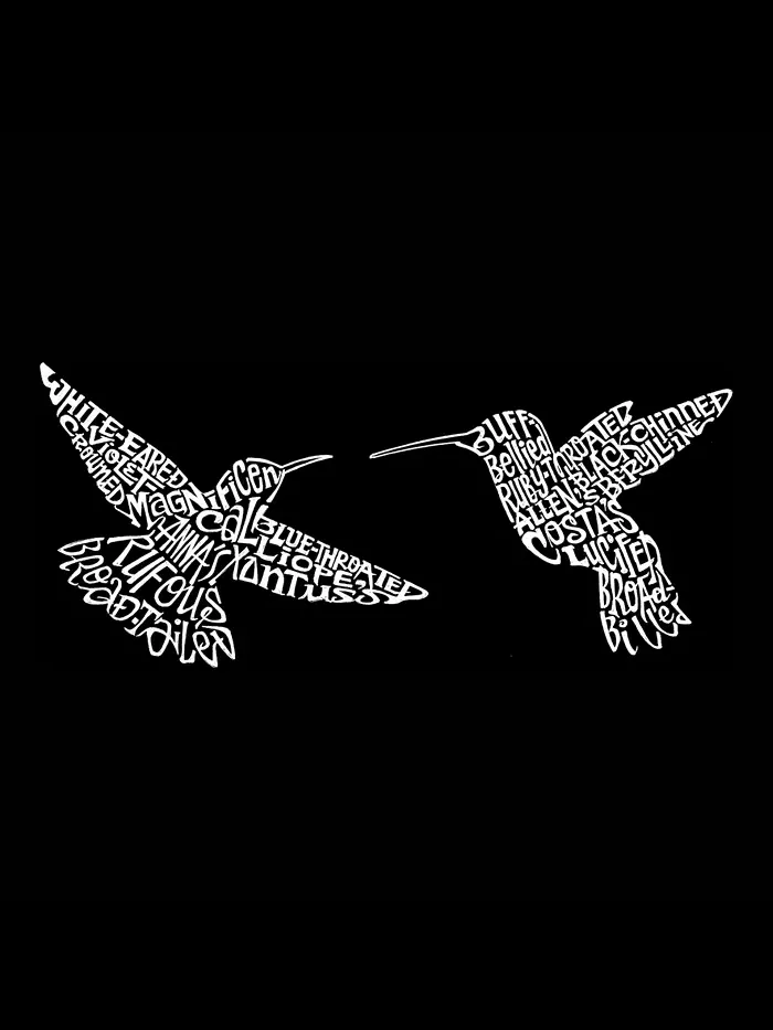 Мужская худи с принтом "Hummingbirds Word Art" LA Pop Art — изображение 3 из 5, темный серый