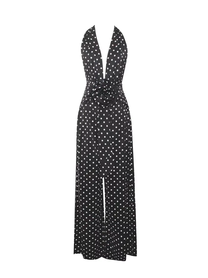 Женский комбинезон Oriana Black Polka Dot Chalter Miss Circle — изображение 11 из 11, черный