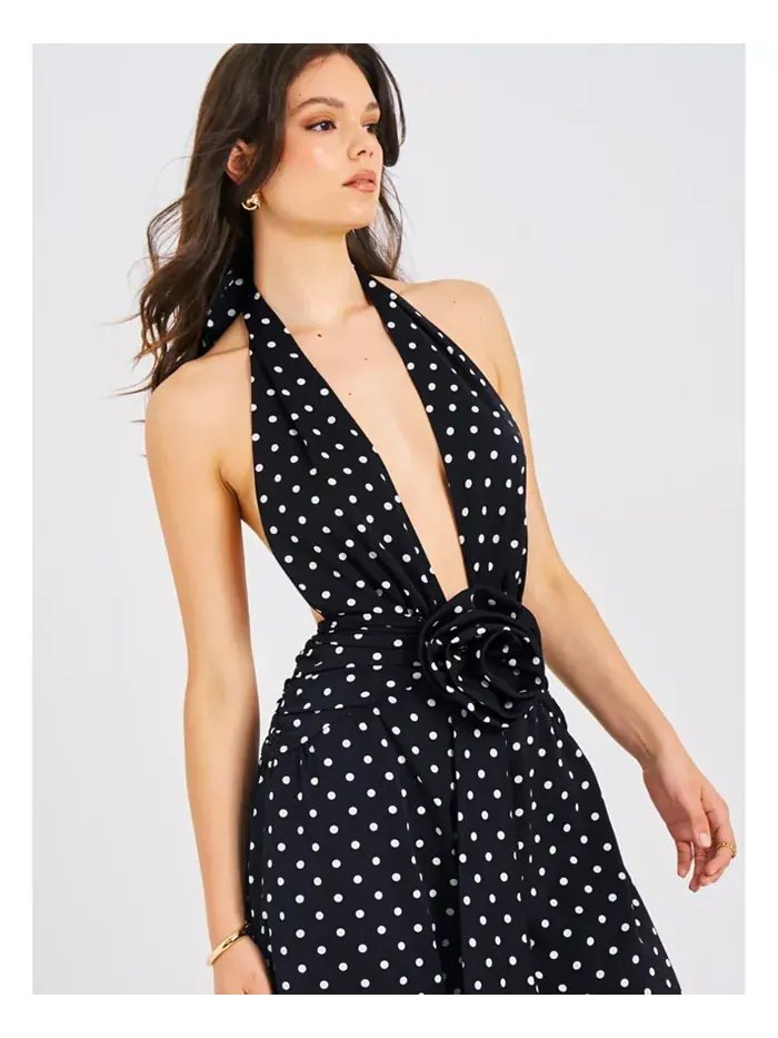 Женский комбинезон Oriana Black Polka Dot Chalter Miss Circle — изображение 4 из 11, черный