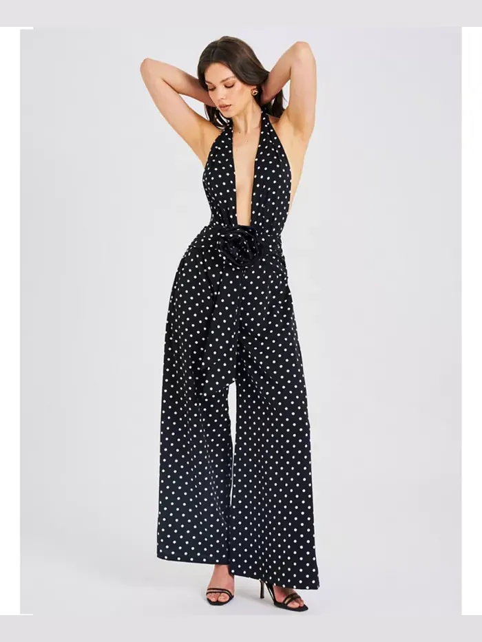 Женский комбинезон Oriana Black Polka Dot Chalter Miss Circle — изображение 6 из 11, черный