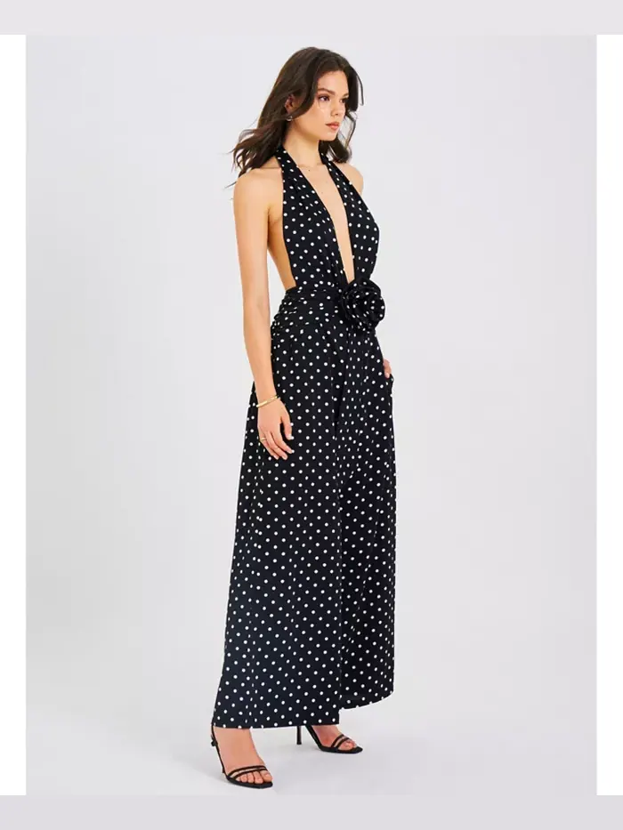 Женский комбинезон Oriana Black Polka Dot Chalter Miss Circle — изображение 7 из 11, черный