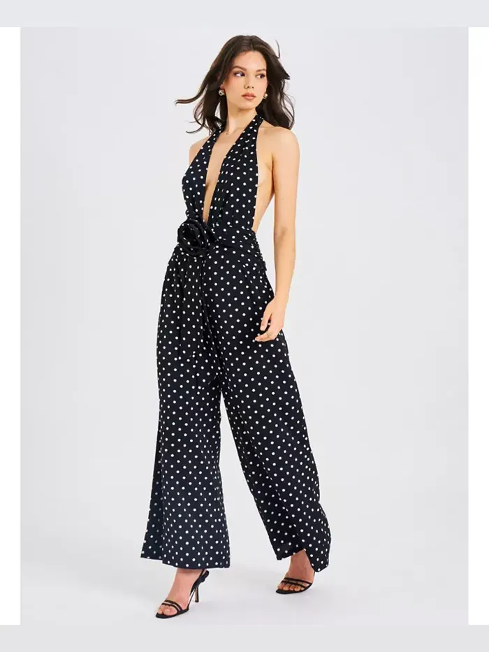 Женский комбинезон Oriana Black Polka Dot Chalter Miss Circle — изображение 8 из 11, черный