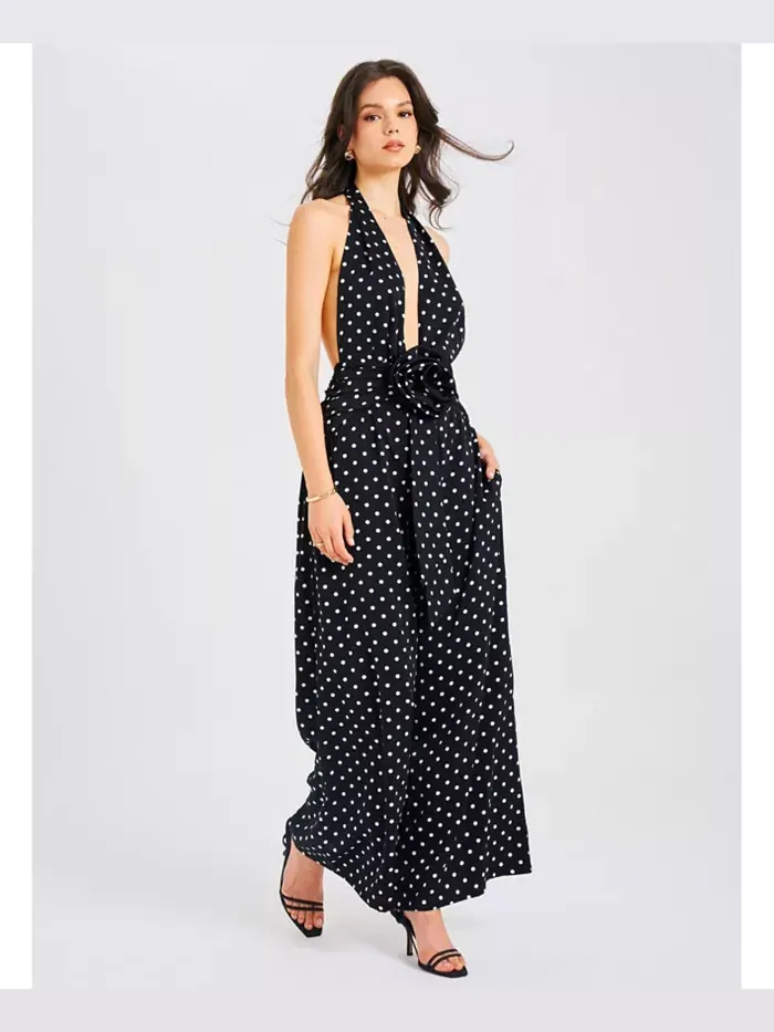 Женский комбинезон Oriana Black Polka Dot Chalter Miss Circle — изображение 9 из 11, черный