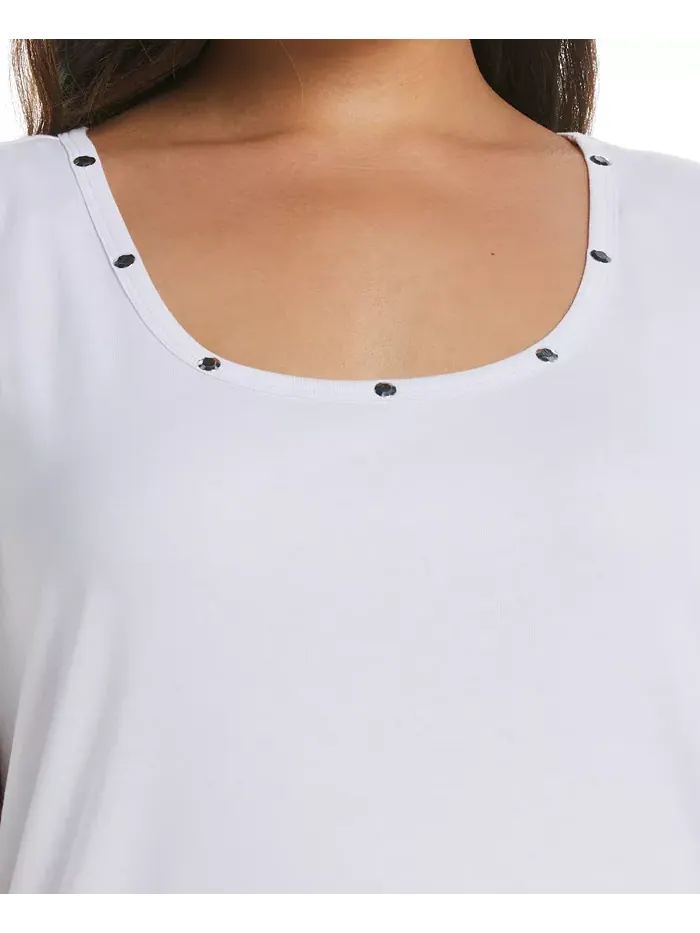 Майка больших размеров с круглым вырезом Rafaella — изображение 3 из 4, белый