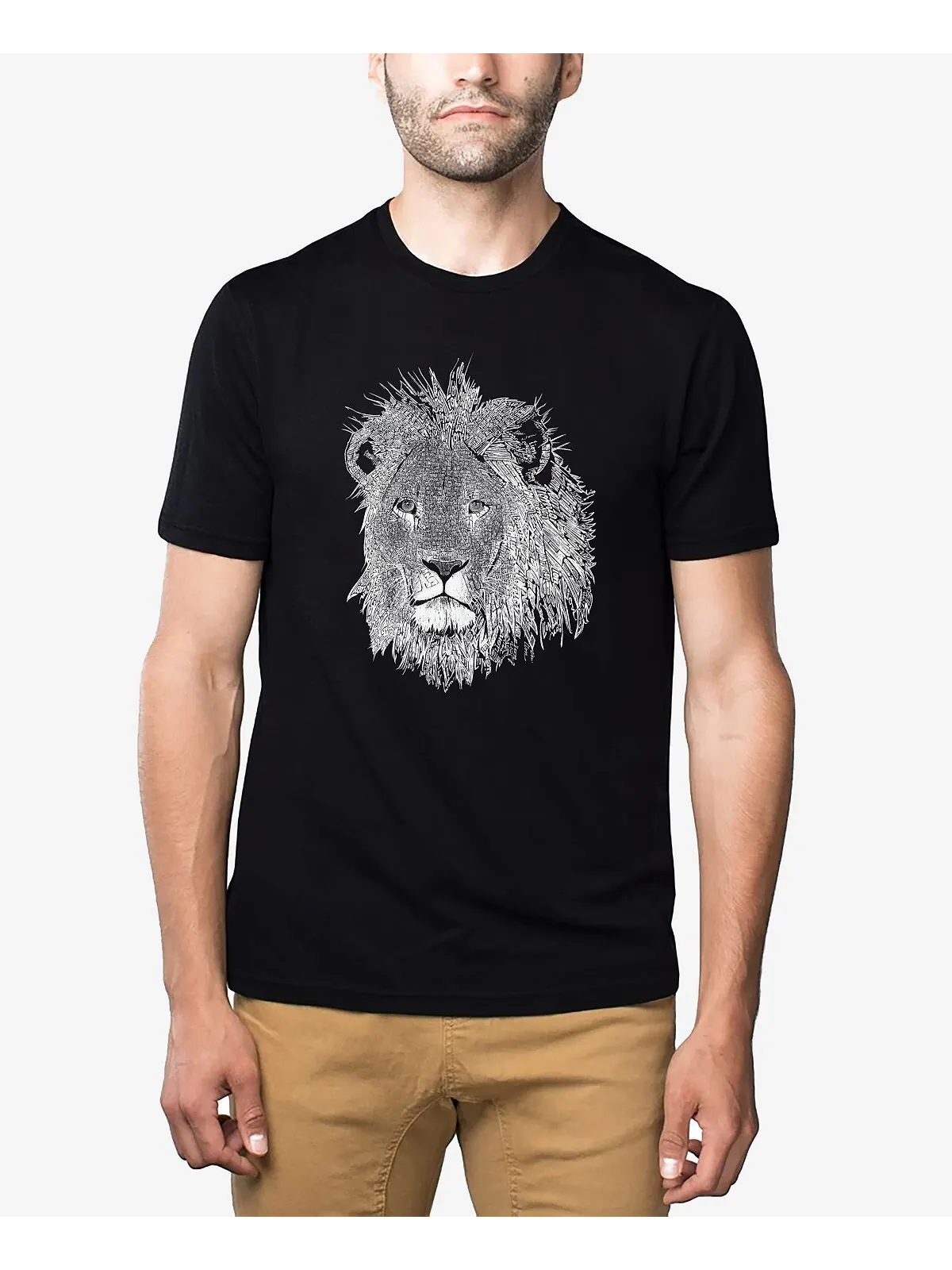 Мужская футболка premium blend word art lion LA Pop Art — изображение 1 из 3, черный