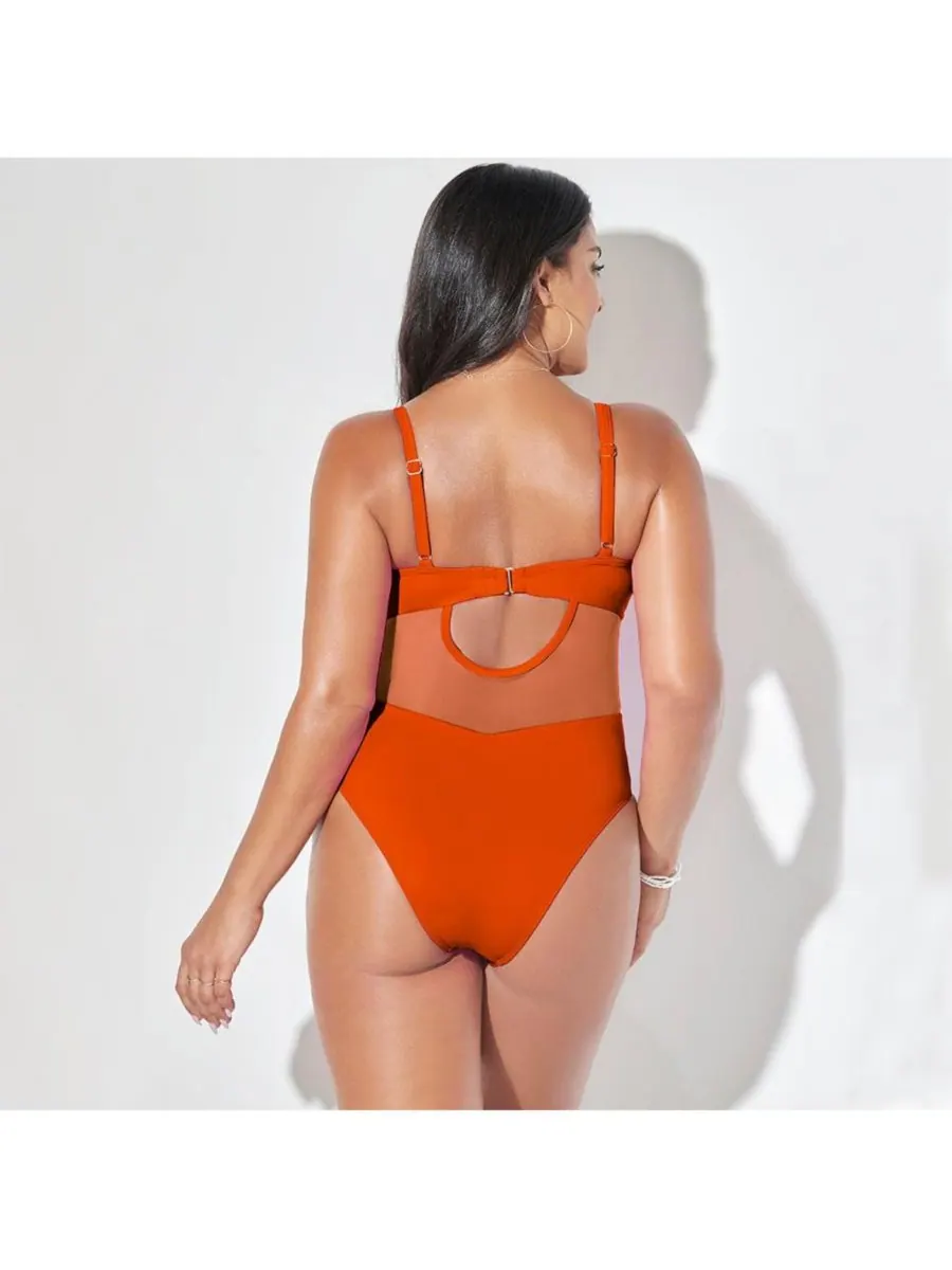 Женский слитный купальник с сетчатыми чашечками и косточками Swimsuits for All — изображение 2 из 3, папайя