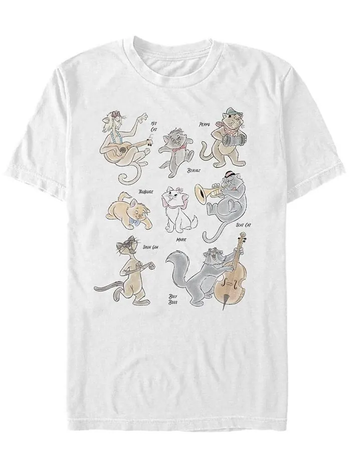Мужская футболка с короткими рукавами Aristocats Group с круглым вырезом Fifth Sun — изображение 1 из 1, белый