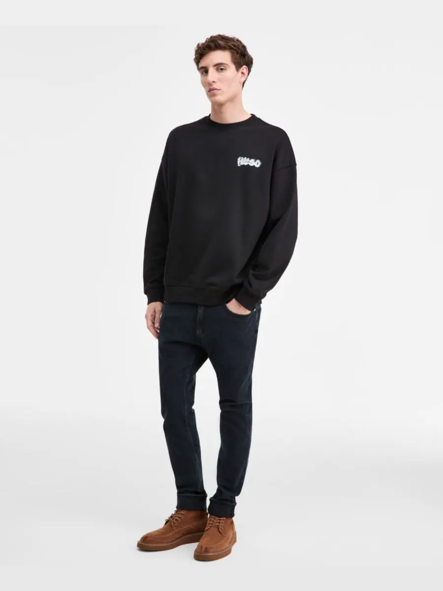 Мужская хлопковая толстовка Nyrocrew с логотипом и круглым вырезом Hugo Boss — изображение 1 из 4, черный