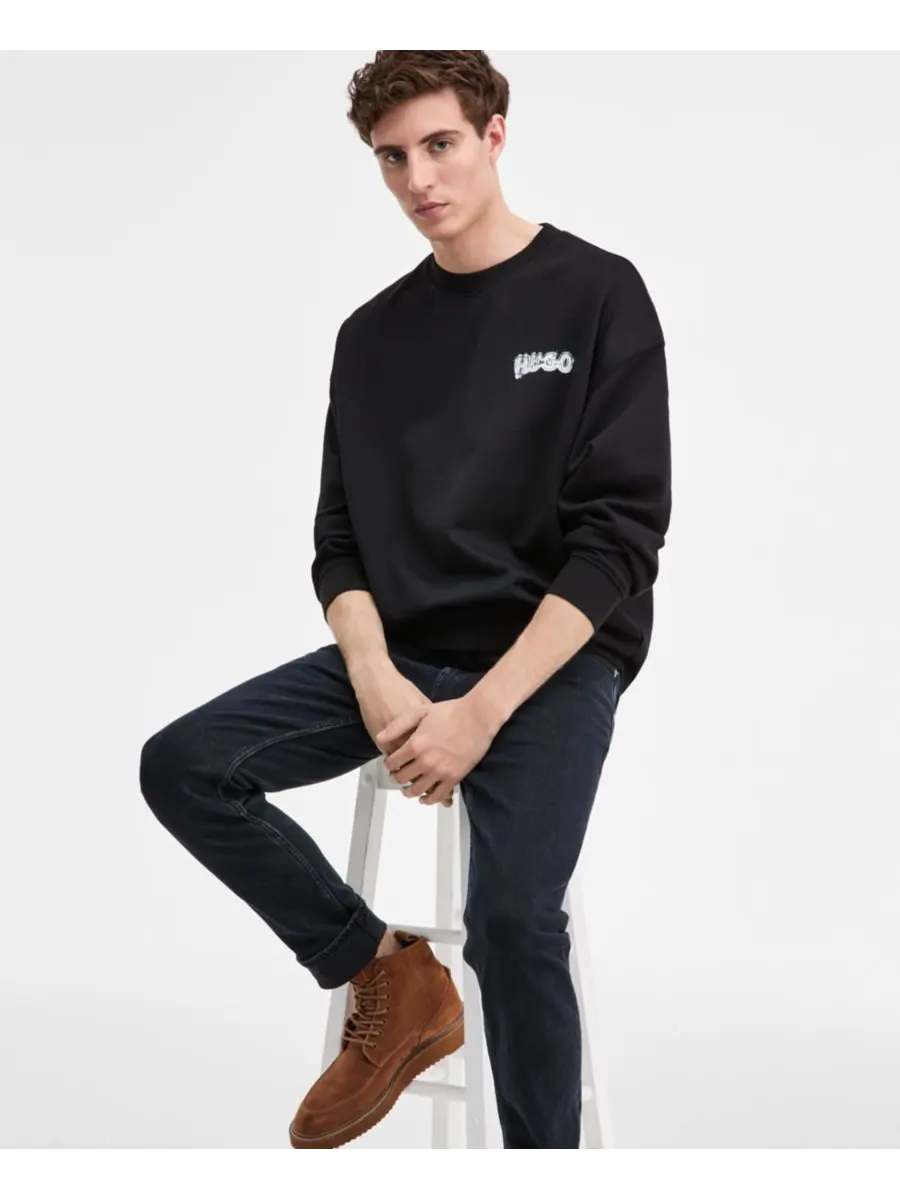Мужская хлопковая толстовка Nyrocrew с логотипом и круглым вырезом Hugo Boss — изображение 3 из 4, черный