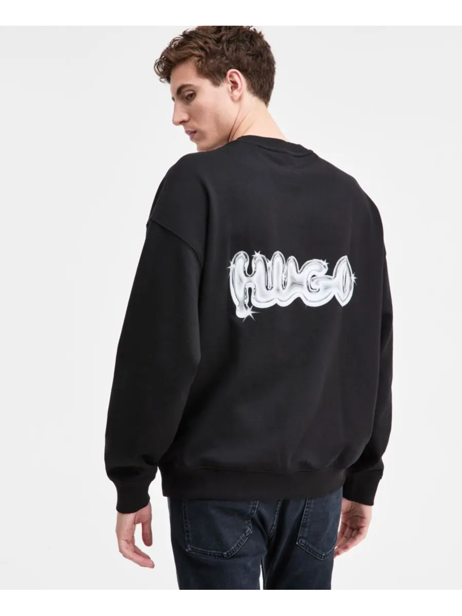 Мужская хлопковая толстовка Nyrocrew с логотипом и круглым вырезом Hugo Boss — изображение 4 из 4, черный