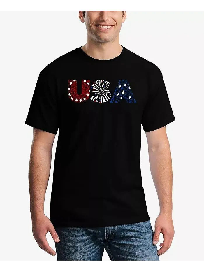 USA Fireworks - Мужская футболка с надписью Word Art LA Pop Art — изображение 1 из 5, черный