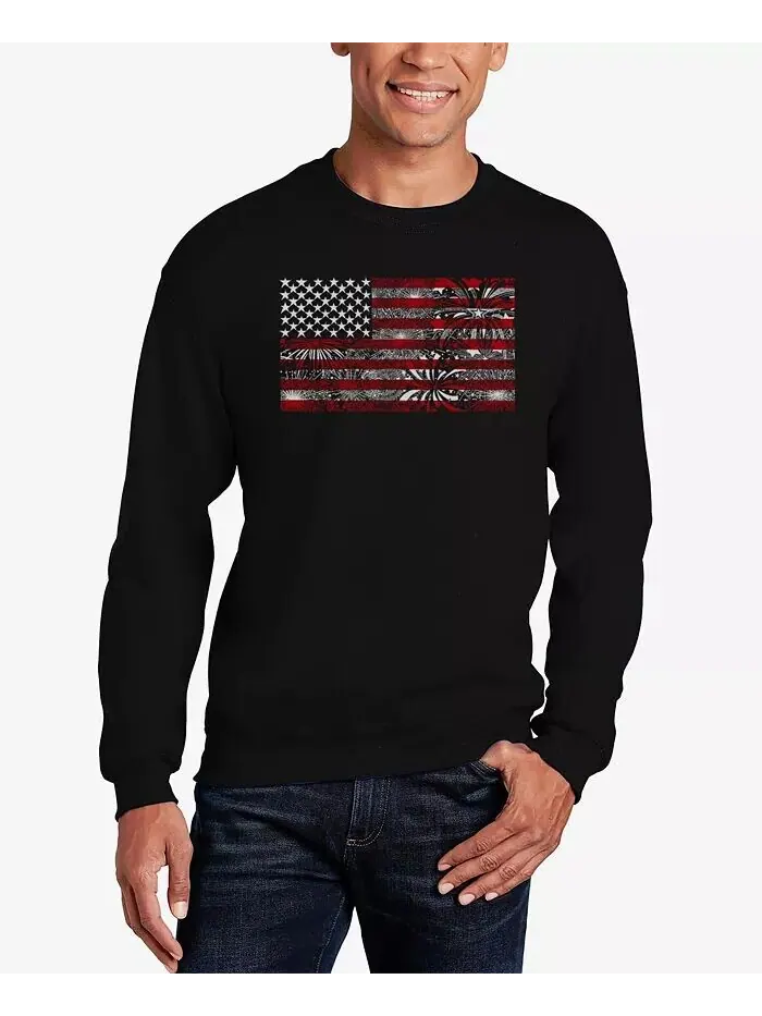 Мужская толстовка Word Art Crewneck с изображением американского флага и фейерверков LA Pop Art — изображение 1 из 3, черный