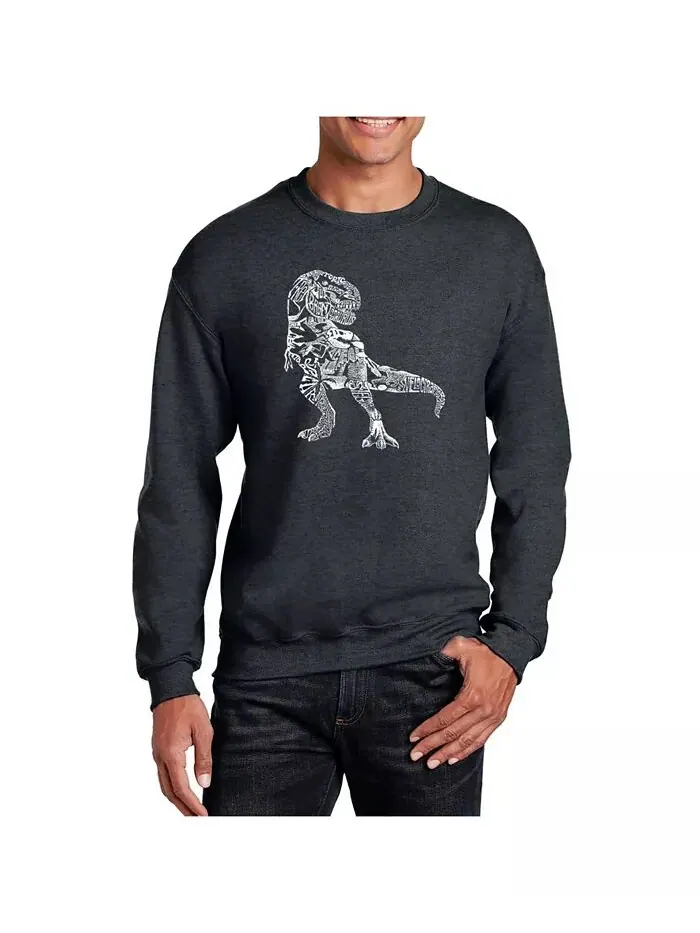 Мужская толстовка с круглым вырезом Word Art Dino Pics LA Pop Art — изображение 1 из 2, серый