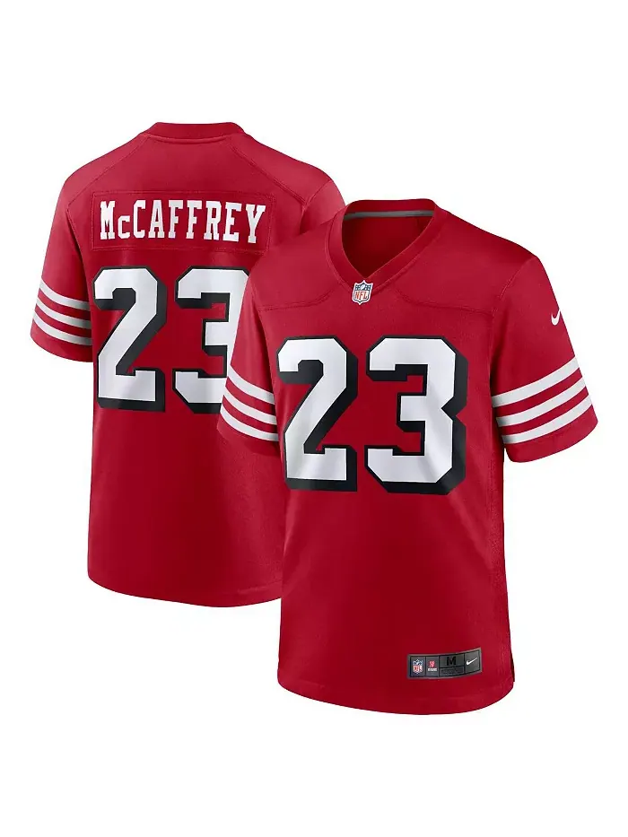 Мужская игровая футболка Christian McCaffrey San Francisco 49ers Nike — изображение 1 из 6, алый