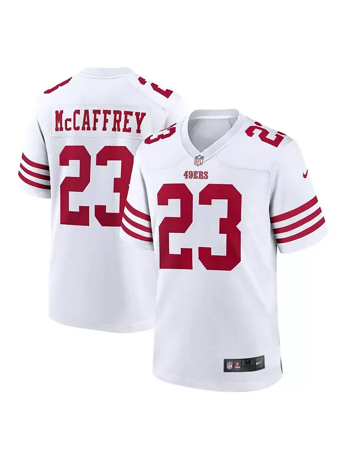 Мужская игровая футболка Christian McCaffrey San Francisco 49ers Nike — изображение 6 из 6, алый