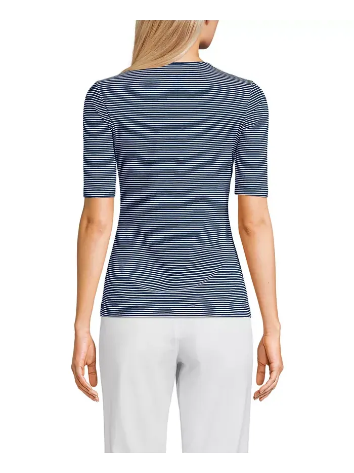 Женская легкая футболка с коротким рукавом и круглым вырезом Skimming Elbow Sleeve Crew Neck Lands' — изображение 2 из 3